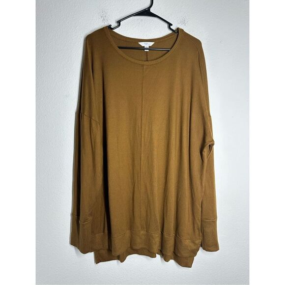 Time and Tru Brown Mustard Crewneck Sweater Size 3XL(22) Long Sleeve - Picture 1 of 10